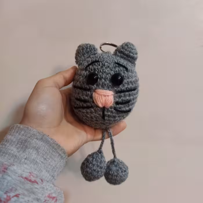 عروسک بافتنی گربه جاکلیدی