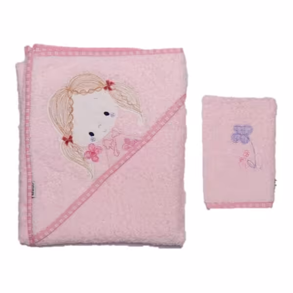 ست حوله 2 تکه پاپو papo طرح دختر کوچولو