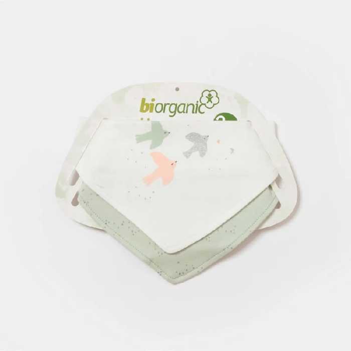 ست پیشبند دستمال گردنی 2 عددی نوزادی طرح پرنده کوچک بی ارگانیک biorganic