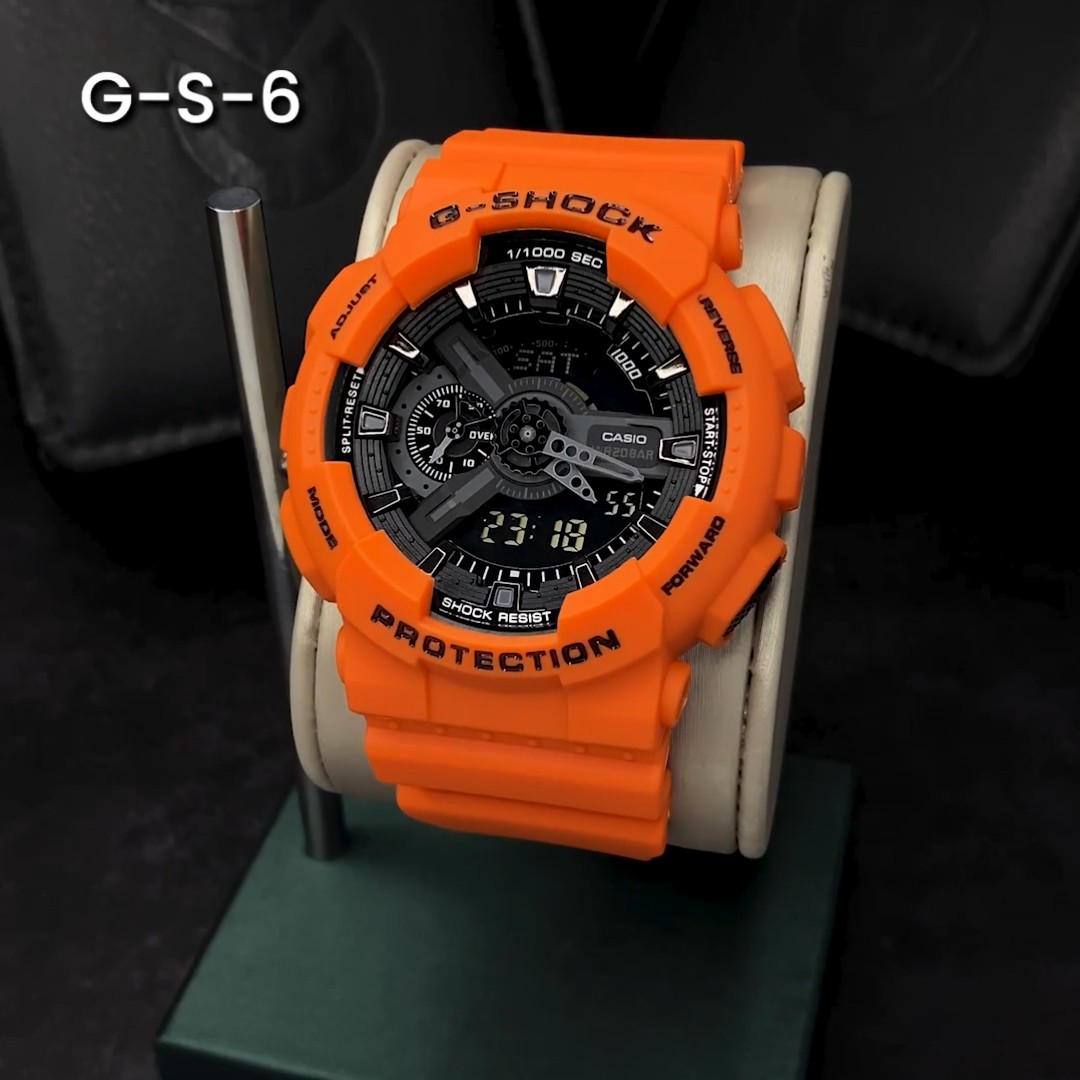 ساعت جی شاک GA110 نارنجی ( GShock) ، صد در صد ضدآب ، تنظیم اتوماتیک با پایتخت کشورها ، اتولایت دار