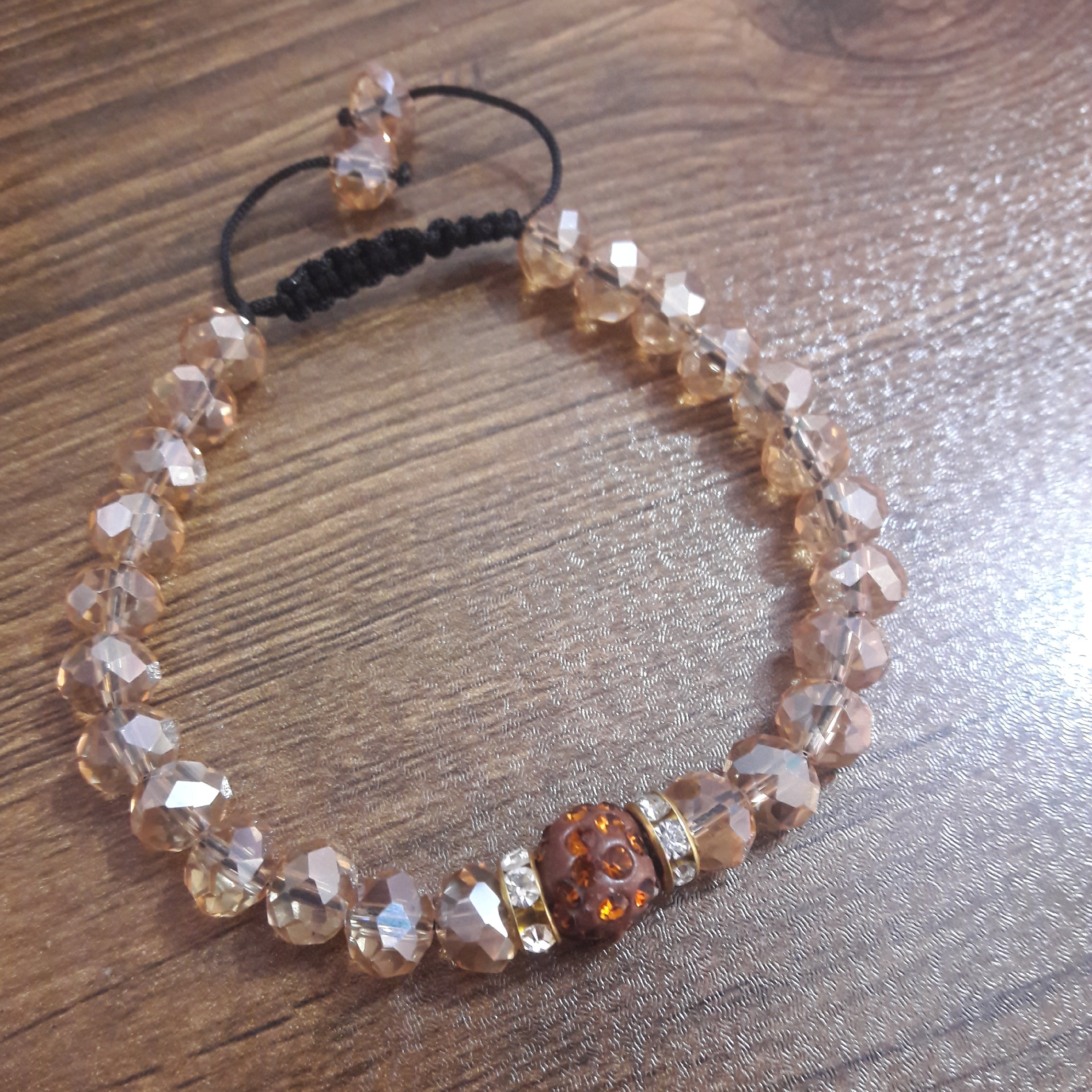 دستبند دخترانه و زنانه کریستال سایز 8 نخ معمولی گره کشویی