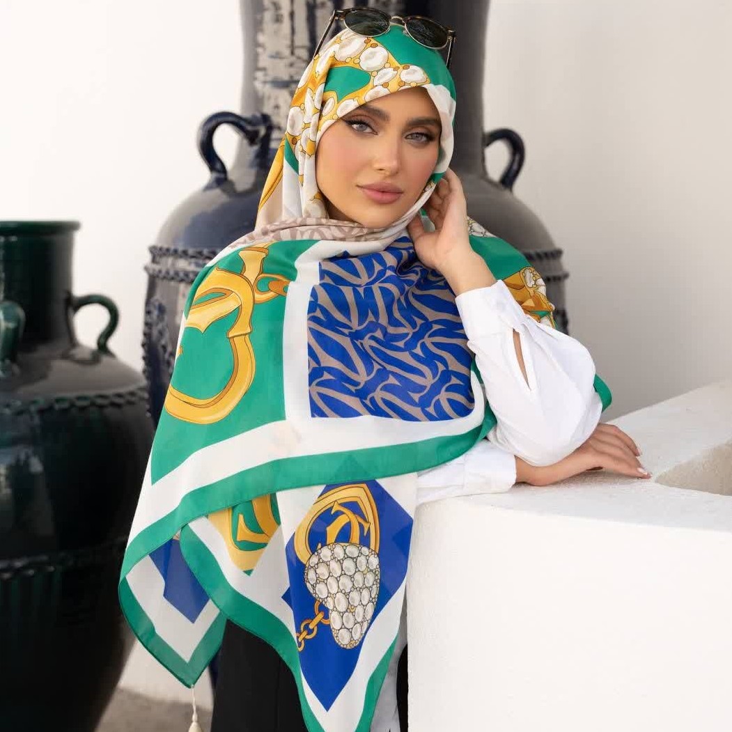روسری وال نخ ترک منگوله دار مجلسی قواره 140 ارسال رایگان