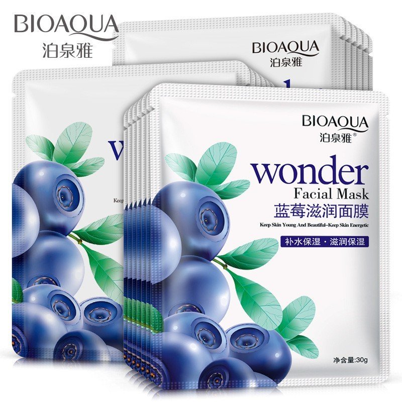 ماسک صورت ورقه ای زغال اخته (بلوبری) بیواکوا 30 گرمی