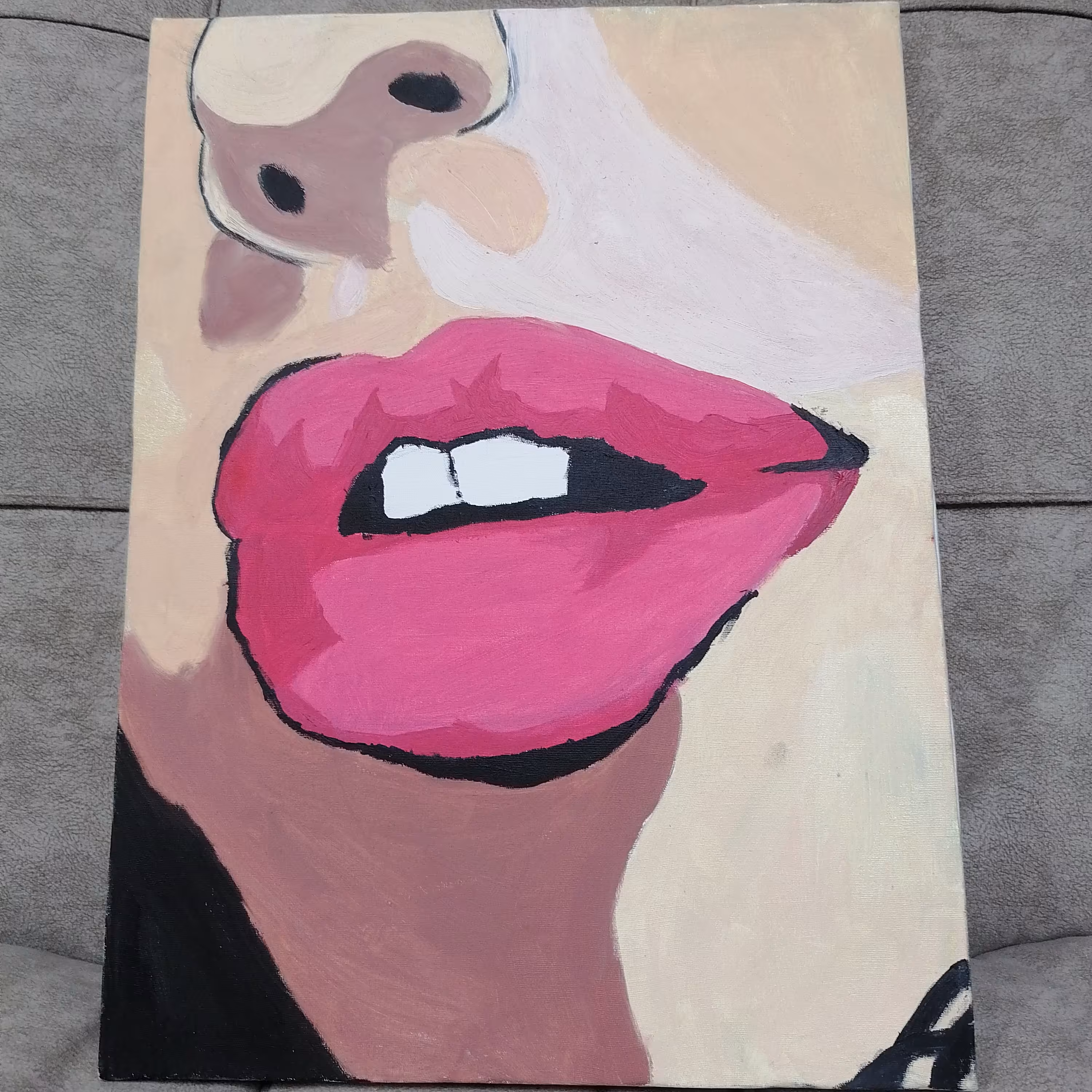 تابلو نقاشی رنگ روغن لب. سایز 30 در 40مناسب برای  اتاق خواب 