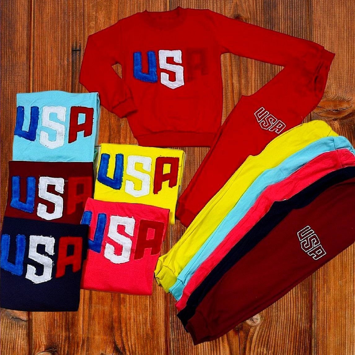 بلوزشلوارپسرانه و دخترانه USA.مناسب سن8ماه تا4سال.پنبه دورو سوپر فوق العاده باکیفیت. پارچه خارجی. گلدوزی برجسته. کارشیک