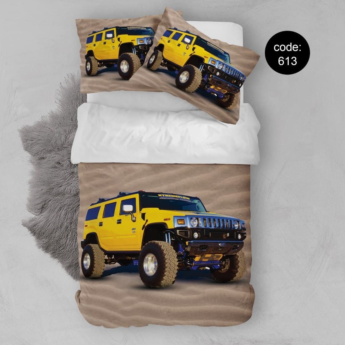 سرویس  روتختی تکنفره 4تکه چاپی قابل ست با پرده با انتخاب جنس پارچه کد613