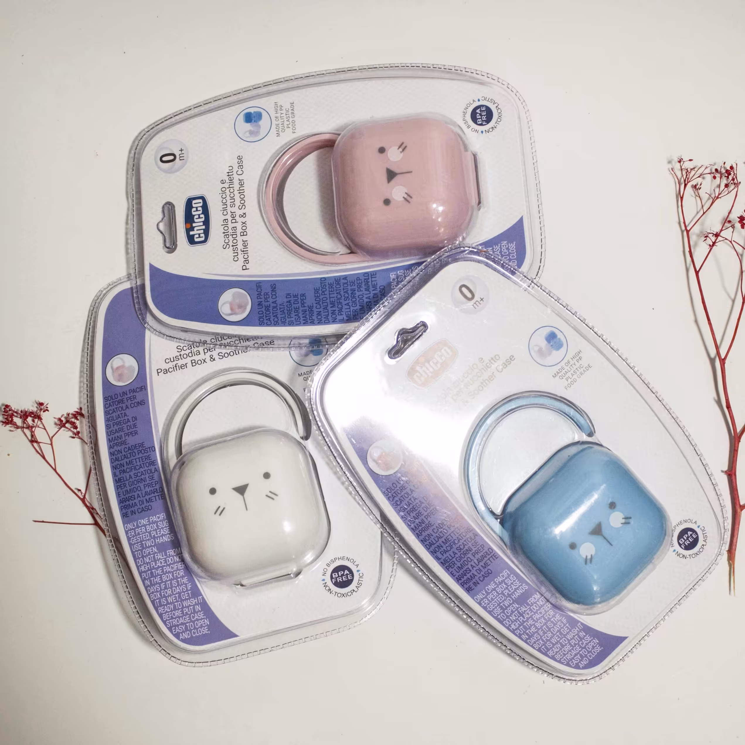 قاب پستانک چیکو Chicco آبی صورتی سفید