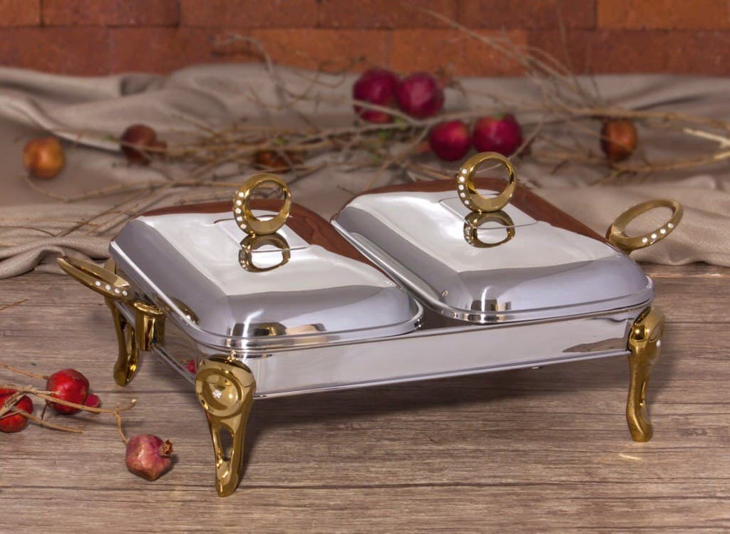 سوفله خوری دوقلو مستطیل حلقه نگین دو رنگ SAFINOX کد KM500