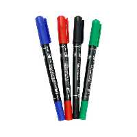 ماژیک سی دی دو سر k.m.t  کد k.212در 4 رنگ ابی قرمز مشکی سبز  بسته 12 عددی 