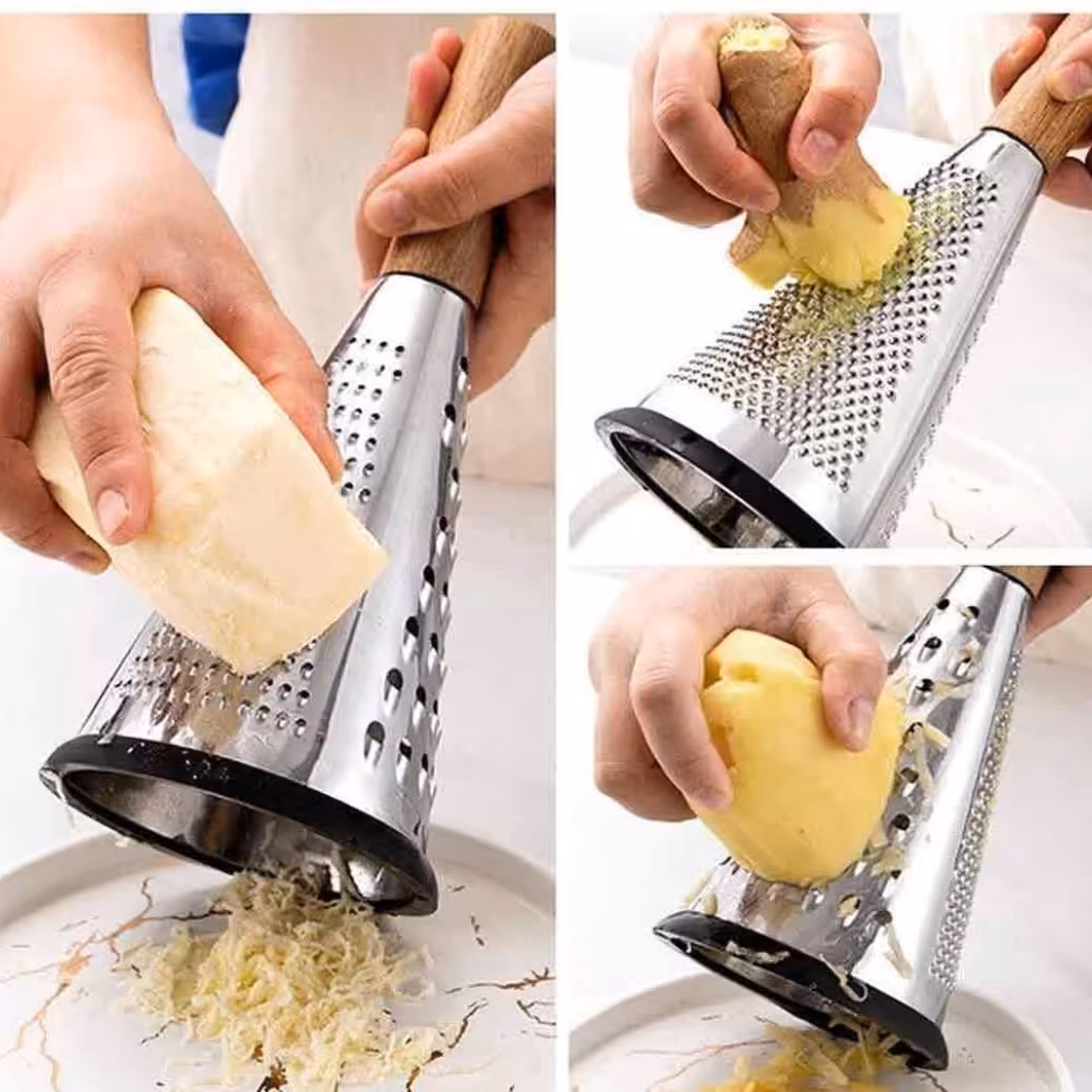 رنده مخروطی استیل با دسته چوب بامبو