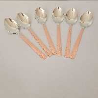 قاشق مسی و قلع  دو رنگ 6 عددی نانو شده زنجان با کیفیت عالی 