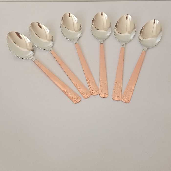 قاشق مسی و قلع  دو رنگ 6 عددی نانو شده زنجان با کیفیت عالی 