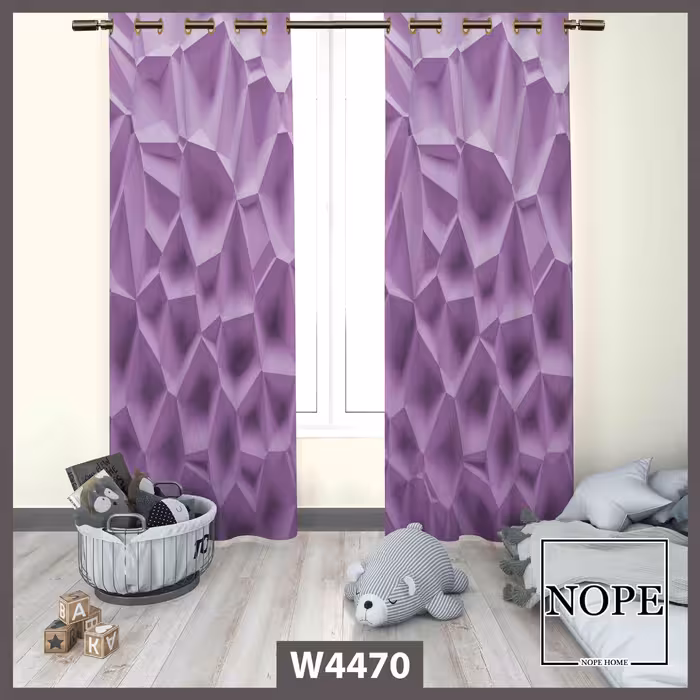 پرده چاپی پانچی دوقواره کد 4470طرح هندسی