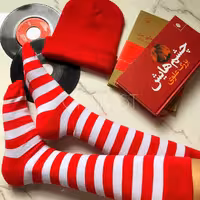 جوراب زیرزانو رینگی قرمز سفید نخ پنبه فری سایز