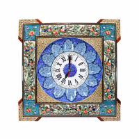 ساعت چهارگوش خاتم کاری مدل گل و مرغ سبز برجسته(28)(گارانتی 120 ماهه)