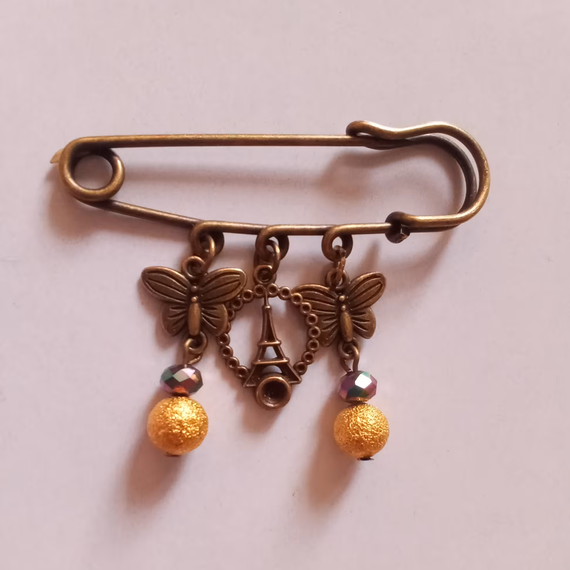 سنجاق اسکاتلندی برنزی طرح پروانه دست ساز نیل