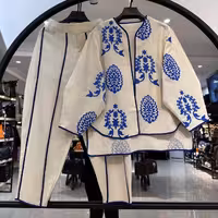 ست کت و شلوار لینن نواردوزی  رنگبندی شیک