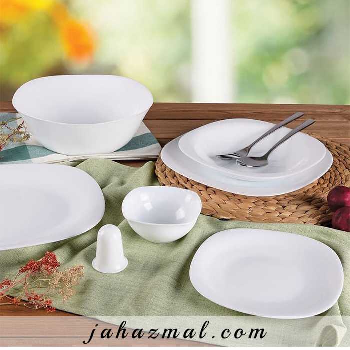 سرویس غذاخوری پارس اپال طرح سفید مربع