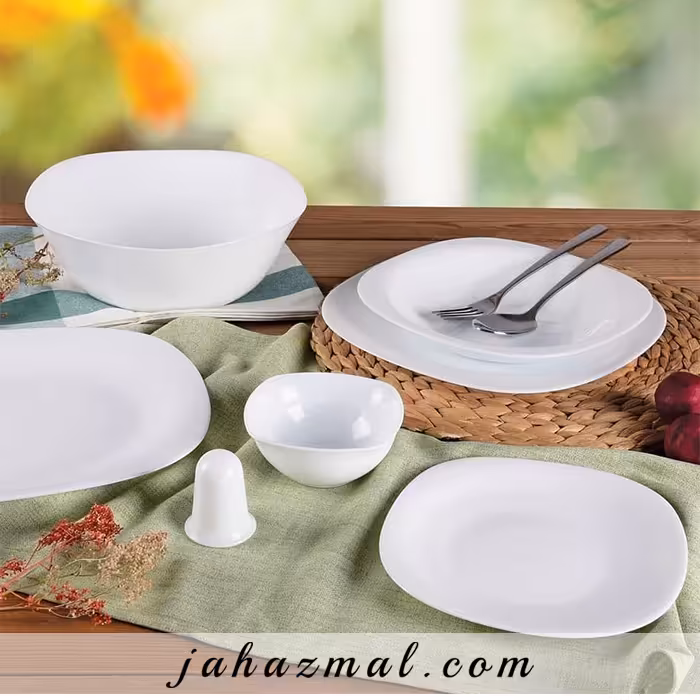 سرویس غذاخوری پارس اپال طرح سفید مربع