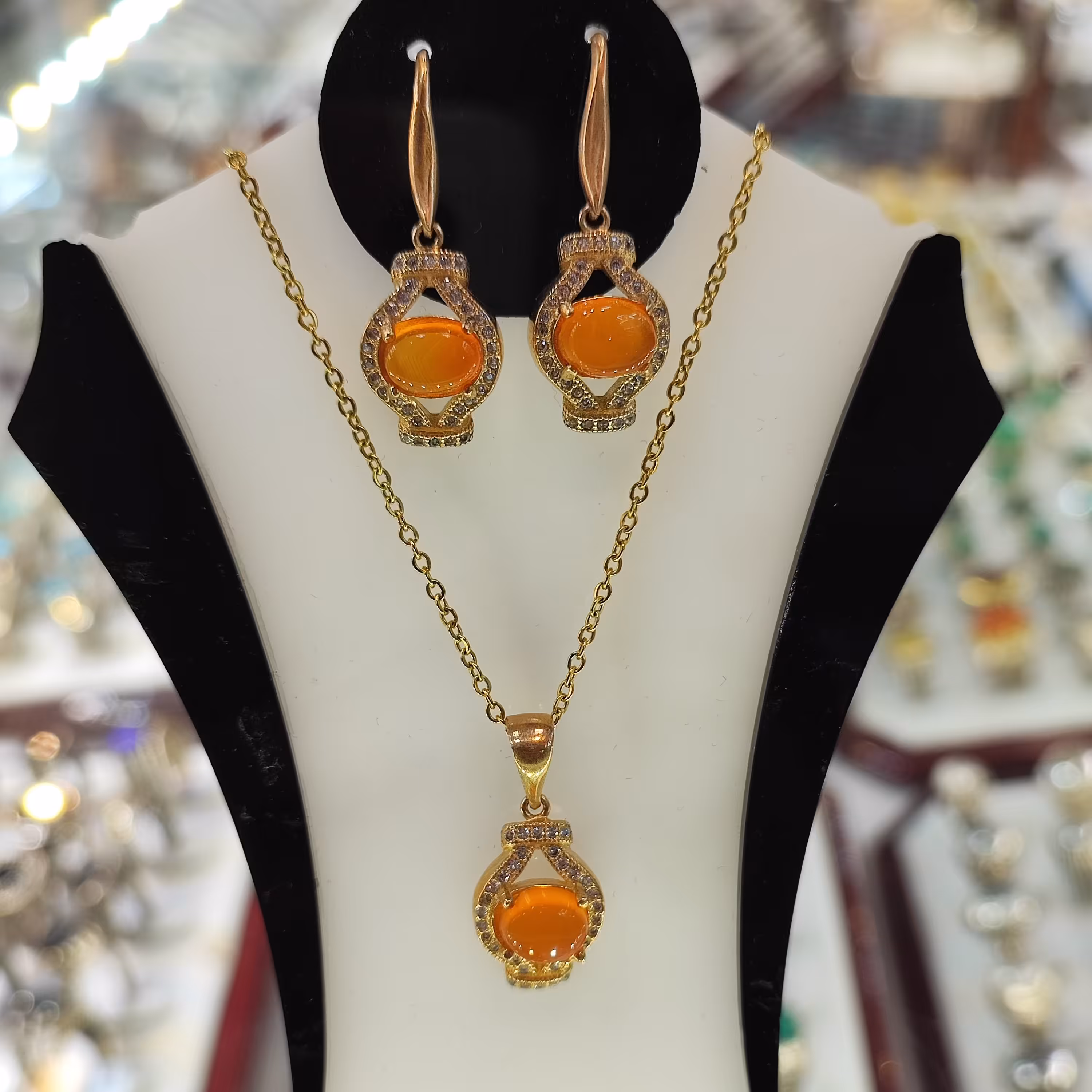 نیم ست طلا روس عقیق اصلی کد SL.TRN01 بازرگانی لطفی 