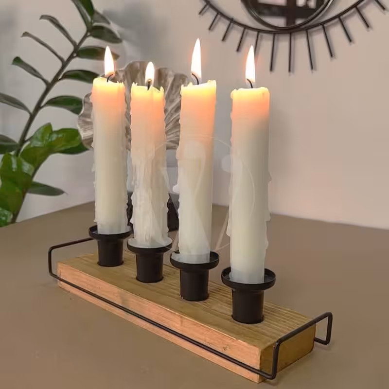 جاشمعی چهارتایی ترکیب چوب و فلز