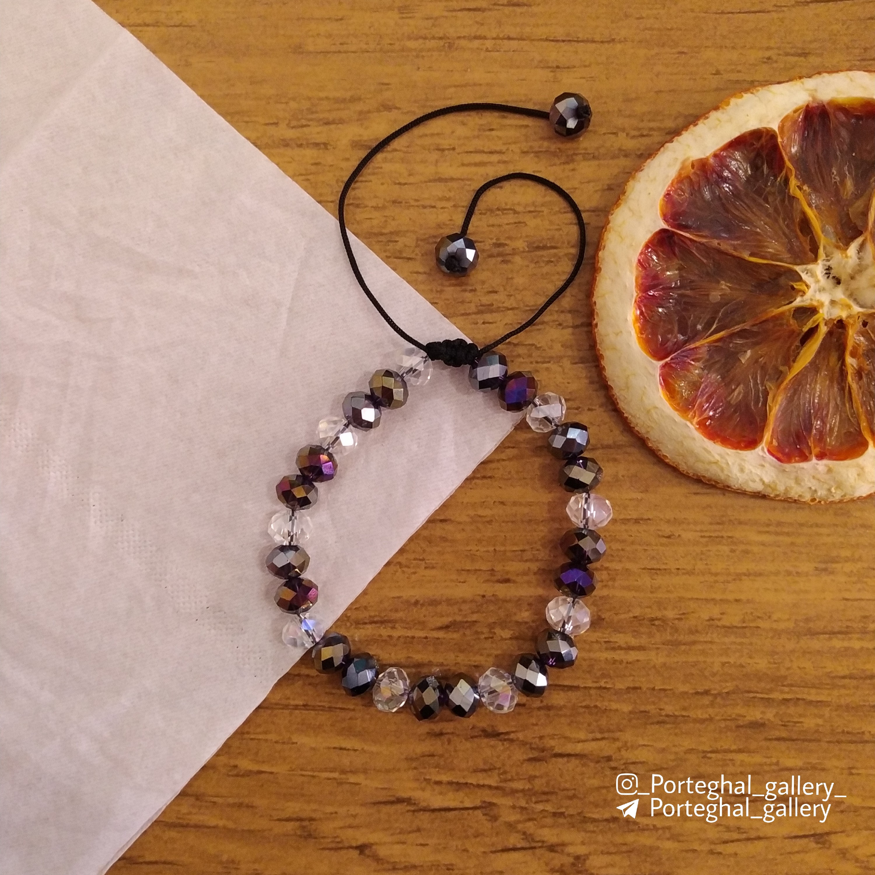 دستبند مرواریدی طرح کریستالی