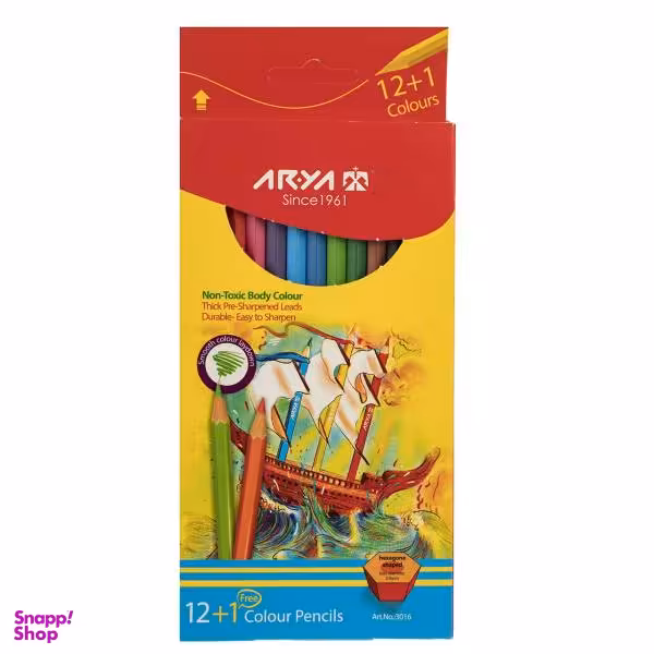مداد رنگی 12 رنگ آریا مدل 3016