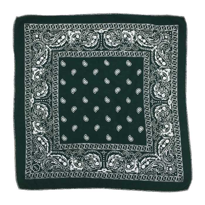 باندانا یا دستمال سر نخی مدل بته جقه اصلی سبز کله غازی تیره