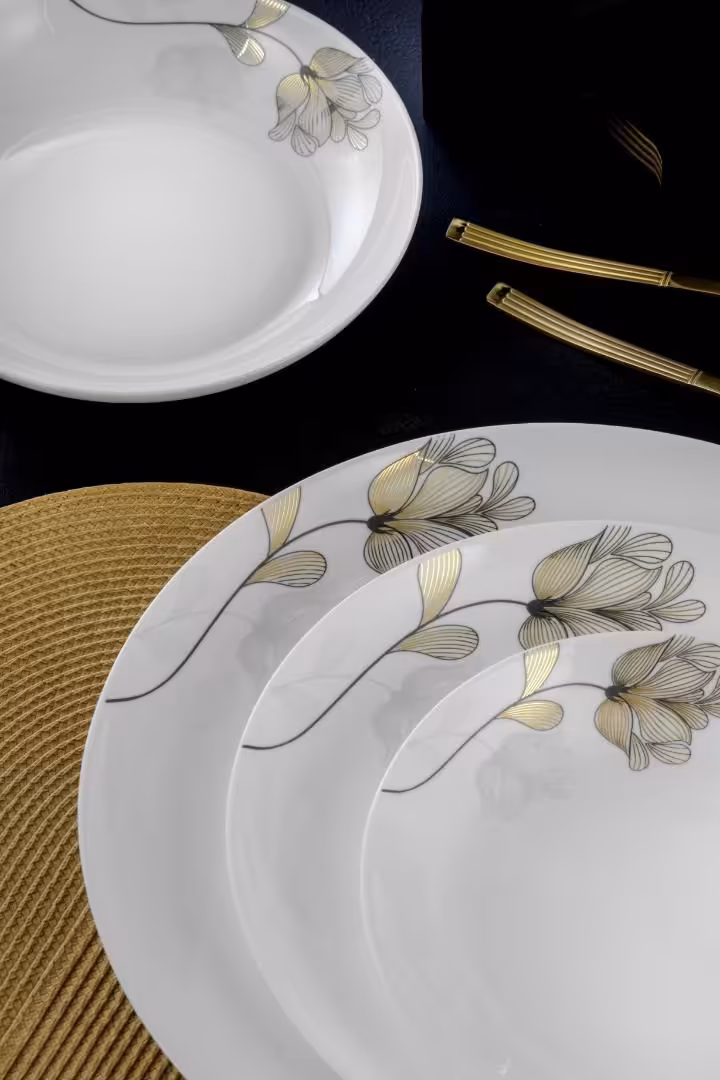 سرویس غذاخوری آرکوپال 26 پارچه قالب دیوالی طرح رزگلد گلدن اوپال