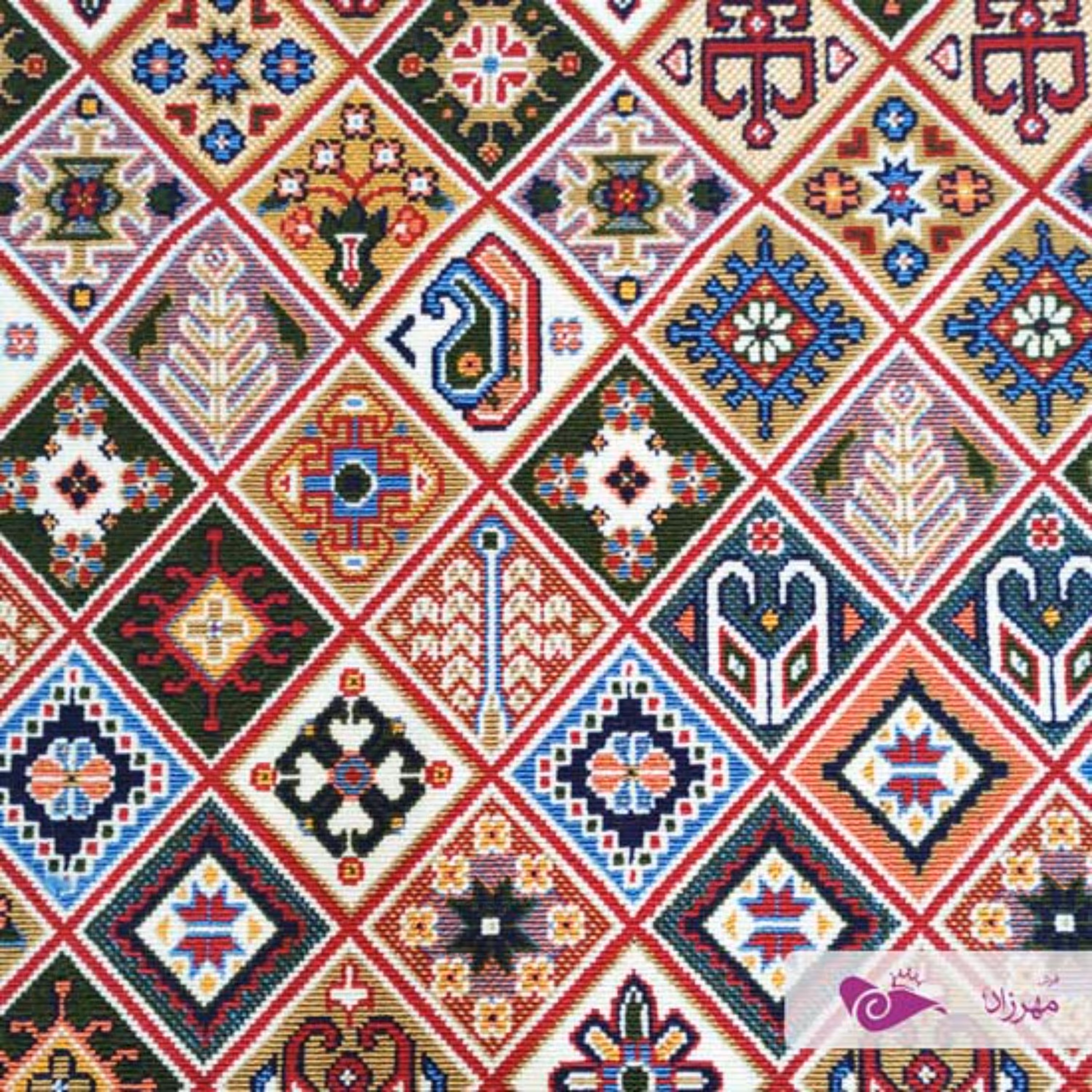 گلیم ماشینی 4 متری ( یک و نیم در دو و بیست و پنج ) طرح محراب لاکی