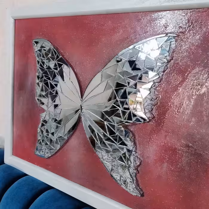 تابلوی زیبا و برجسته آینه کاری پروانه