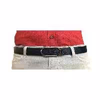 کمربند آبی مردانه و زنانه چرم اصل جدید سرمه ای بادوام با سگک نیکل مشکی بیضی شکل 4 سانتی متری GoDeri