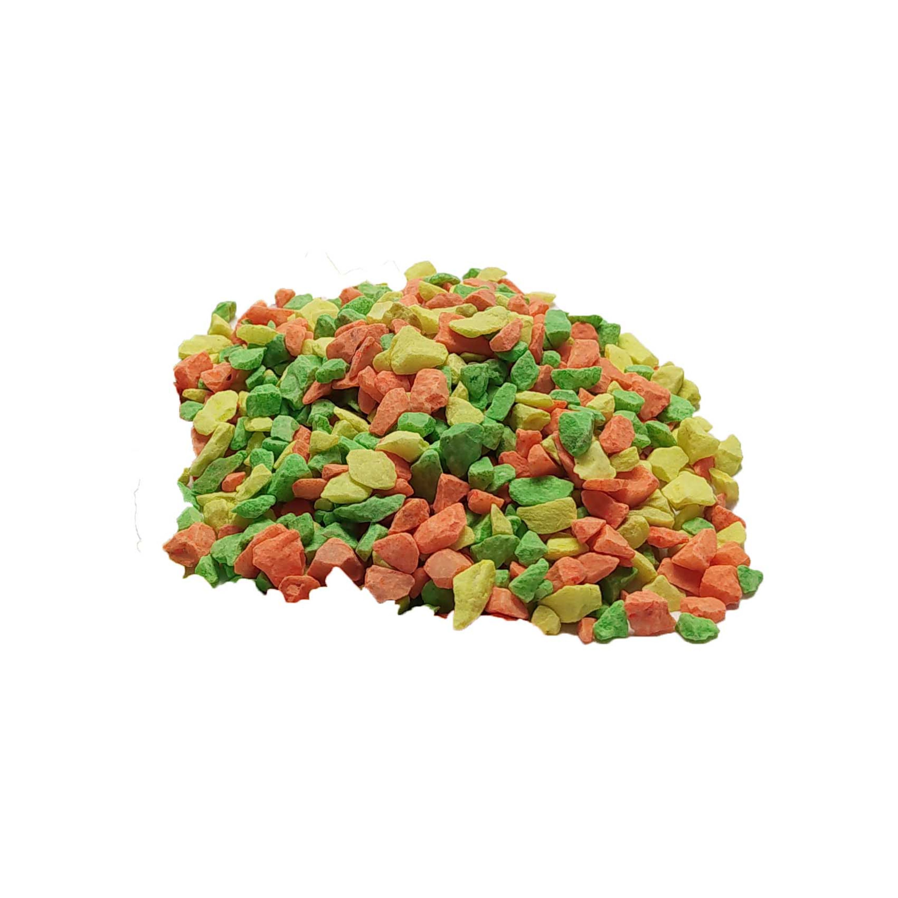 سنگ ریزه رنگی مخلوط با رنگ های سبز، زرد و نارنجی 400 گرمی