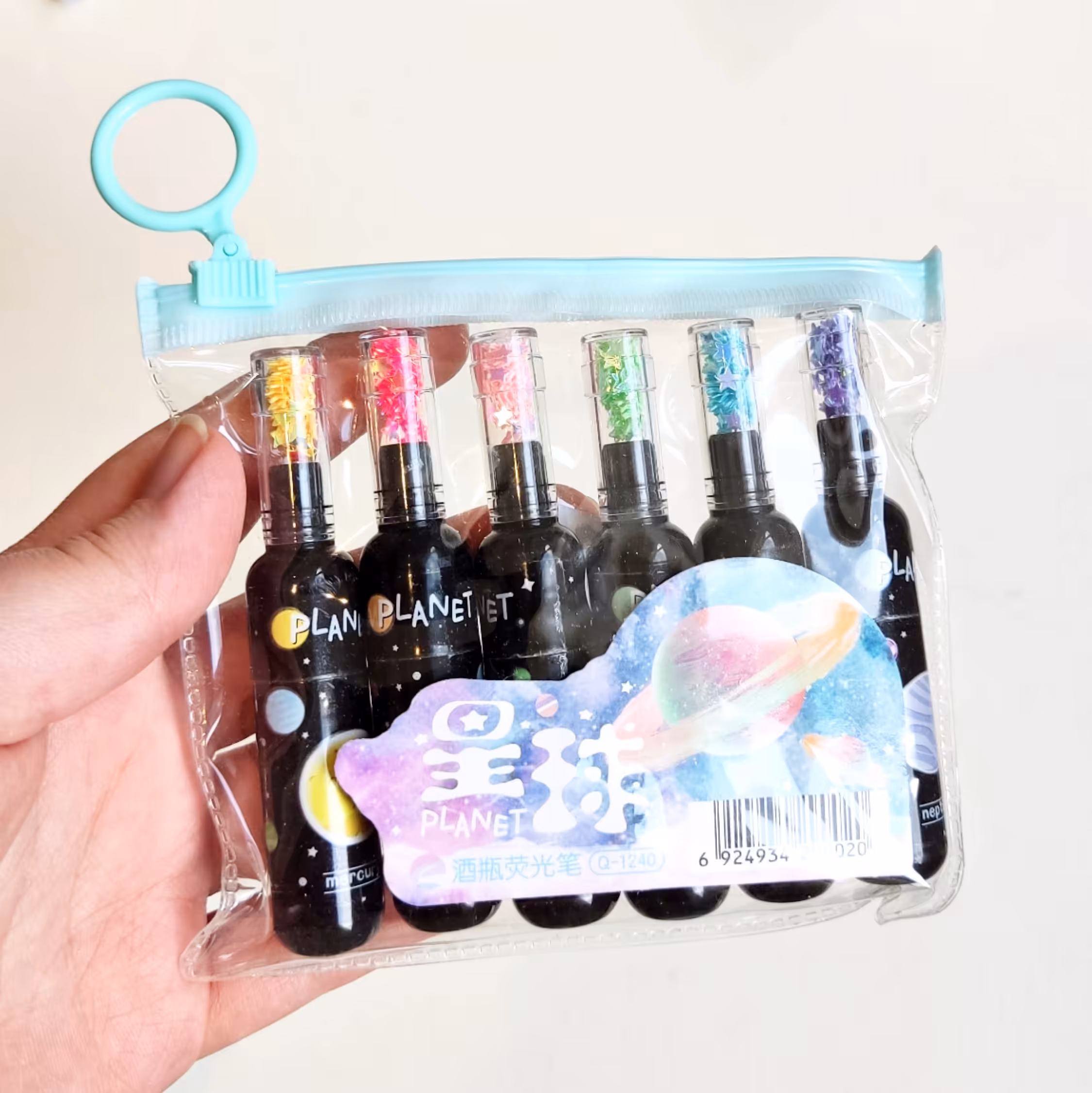 هایلایتر کهکشانی 6 تایی رنگی رنگی با رنگای نئونی جذاب هایلایتر گلکسی