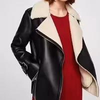 کاپشن کت بایکر چرم وخز اصل منگو کلاسیک زمستانی بسیار ضخیم اورجینالMANGOاسپانیا مردانه زنانه سایز   