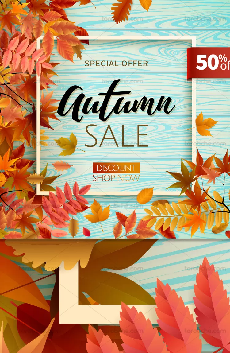 وکتور بکگراند تخفیف پاییزی | گرافیک با طعم تربچه