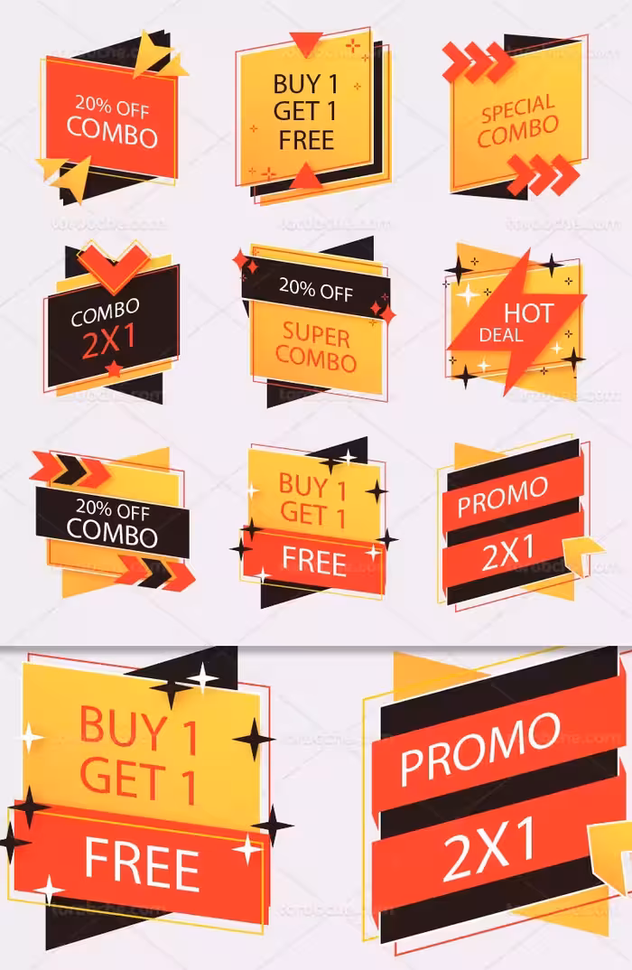 وکتور لیبل فروش رنگی | گرافیک با طعم تربچه