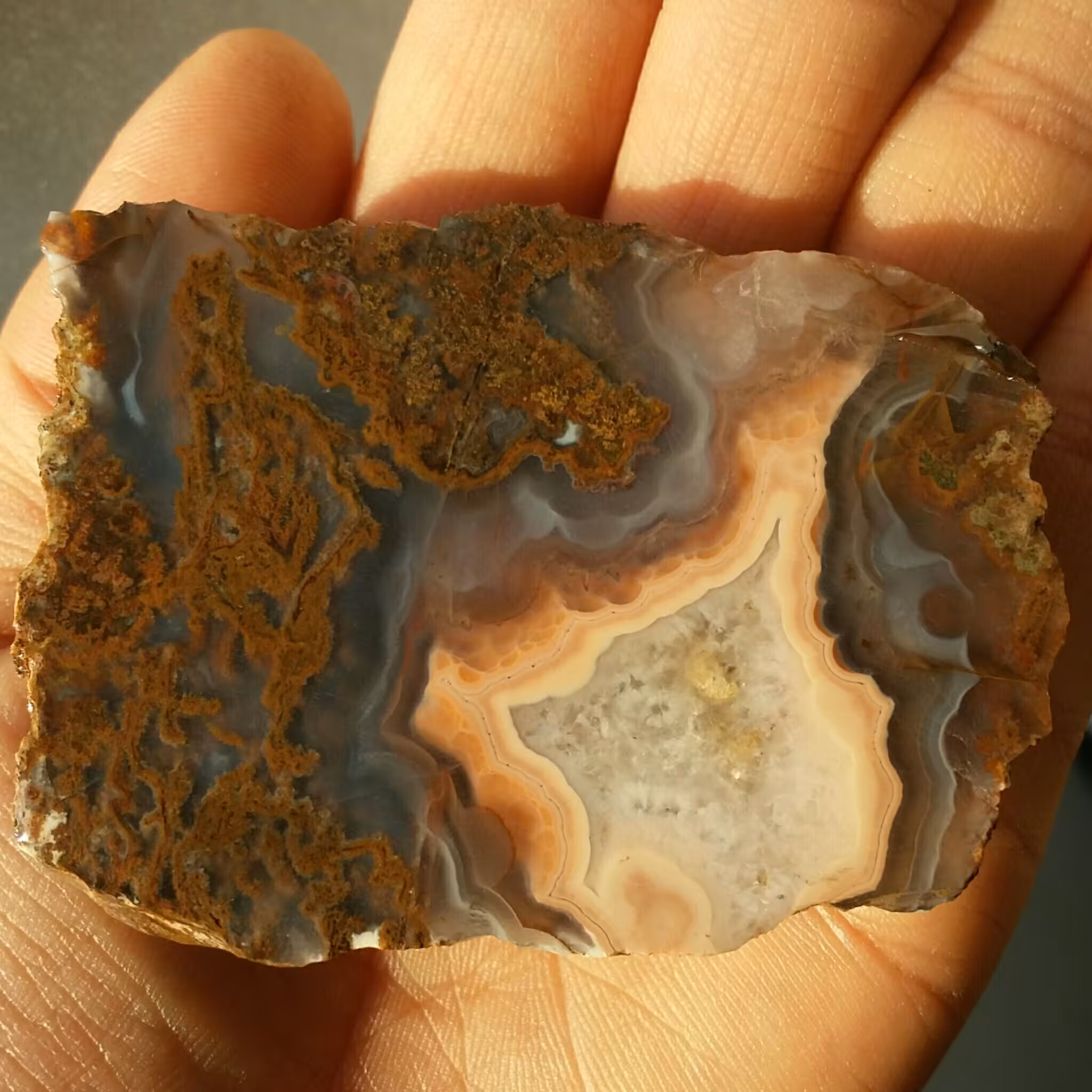 اسلایس سنگ راف عقیق سلیمانی رنگی شجردار محشر 100 در 100 طبیعی شاهکار خلقت 