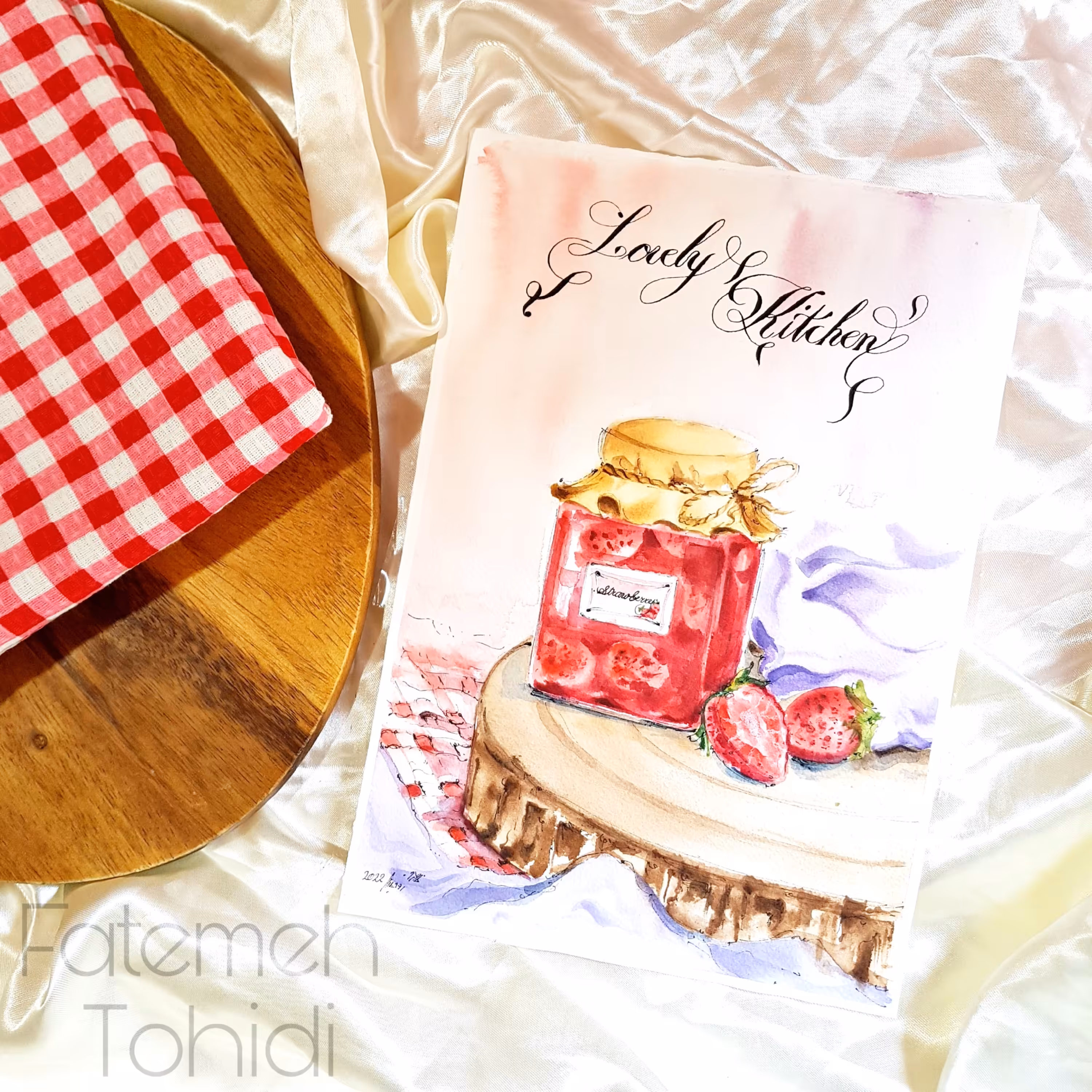  نقاشی آبرنگ مربای توت فرنگی (18 در 28)