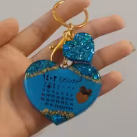 جا سوئیچی یا آویز رزینی طرح قلب و تقویم عشق  سفارشی 