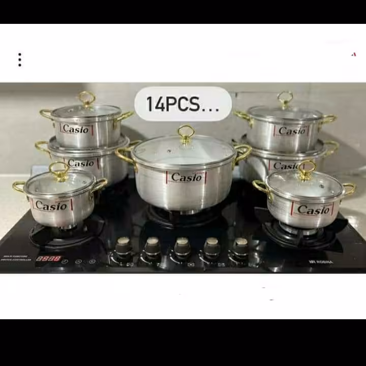 سرویس قابلمه 14 پارچه روحی رویی کاسیو دسته طلایی