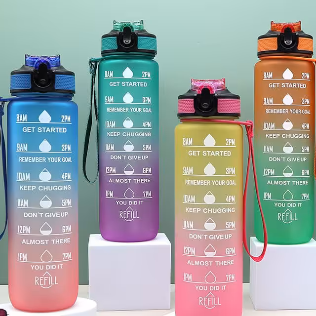 قمقمه یک لیتری نی دار وارداتی در 4 رنگ BPA-FREE