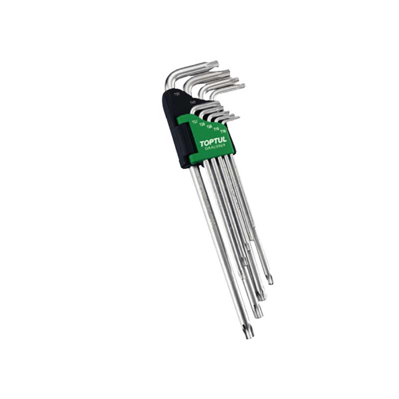 سری آلن فوق بلند ستاره ای تاپ تول مدل GAAL0924 TOPTUL 9 Piece Extra Long Coloured Ball End Hex Key Set
