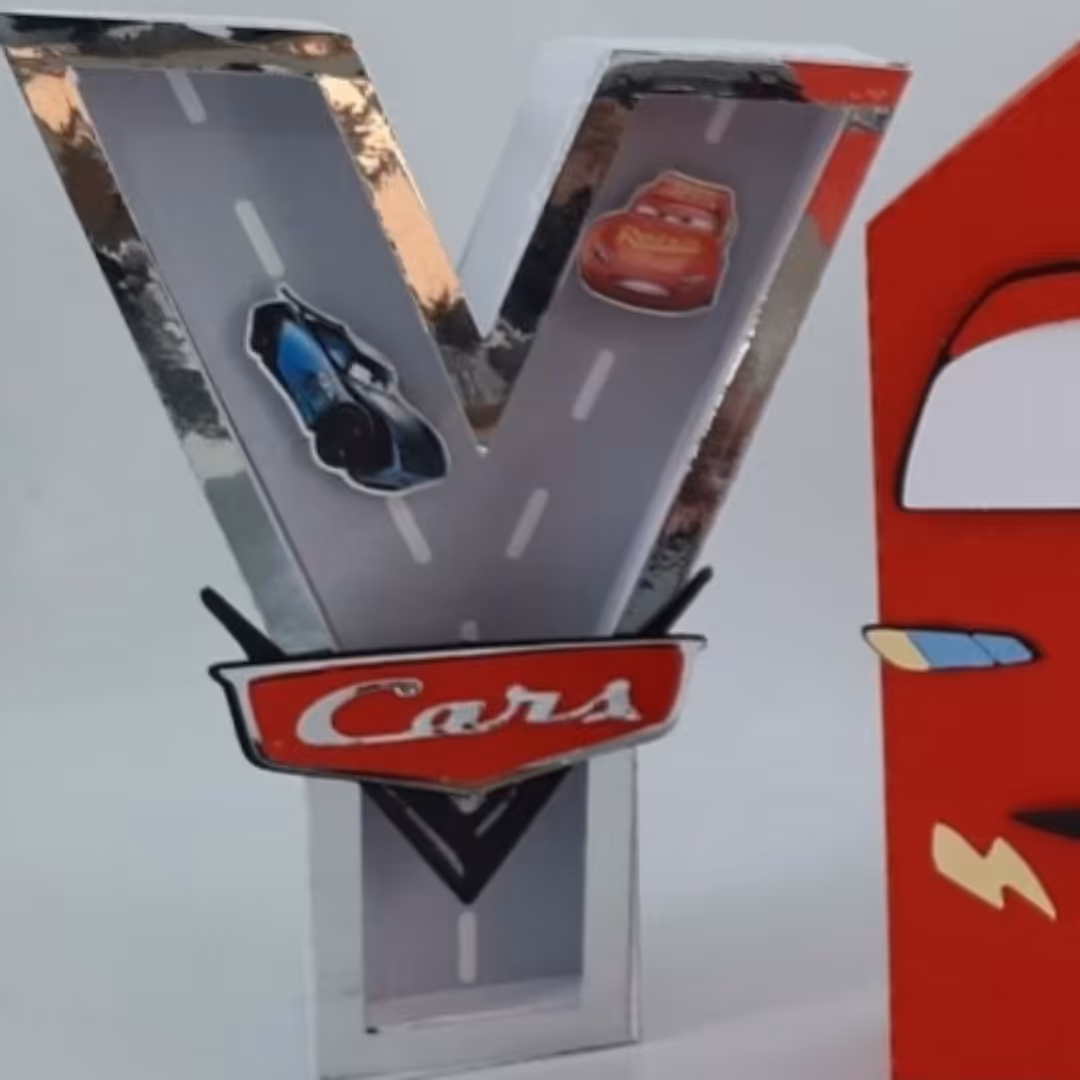 استند ست 5 عددی حروف اسم سه بعدی دستسازه تم تولد مک کوئین20cm