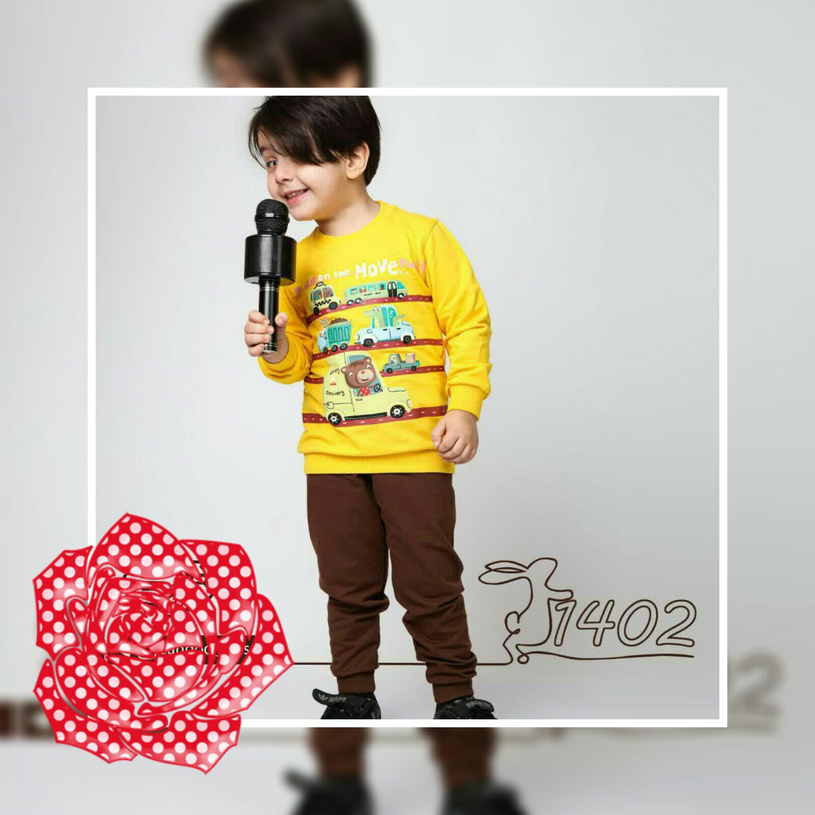 ست بلوز و شلوار پاییزه و زمستانی پسرانه طرح جذاب جاده و ماشین ها