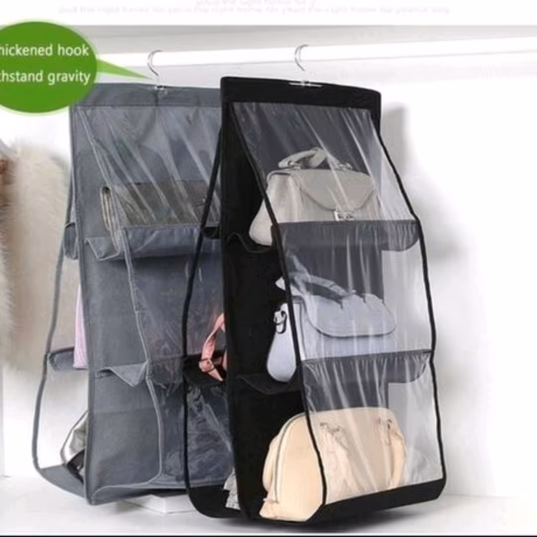 آویز کیف داخل کمد پارچه ای 3 طبقه 6 خانه