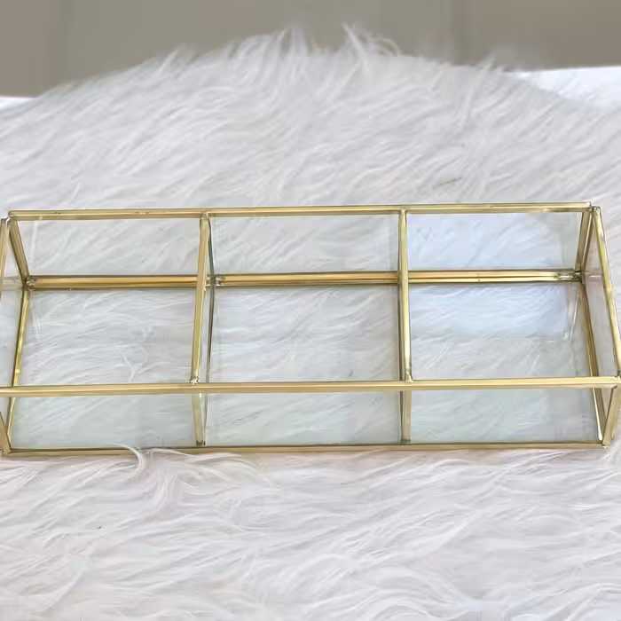 تیباکس سه خانه شیشه سه میل و ضخیم فلز برنج و با کیفیت