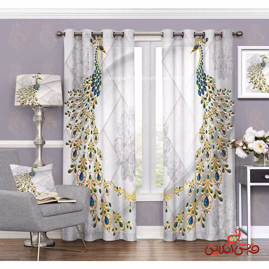 پرده طرح طاووس کد 3454