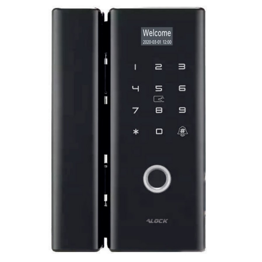 دستگیره دیجیتال هوشمند alock الاک مدل G200 پلاس رنگ مشکی glass door lock
