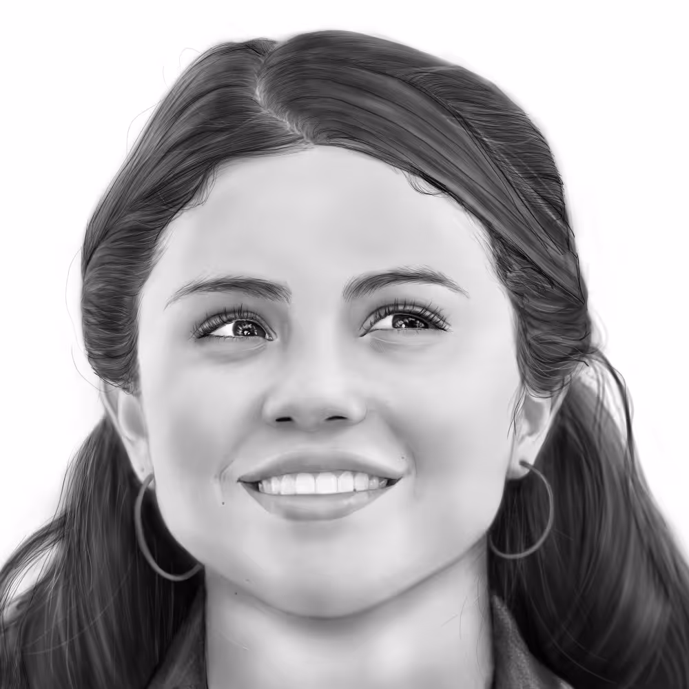 طراحی چهره  دیجیتالی سیاه قلم سایز  16در21 چاپ روی شاسی